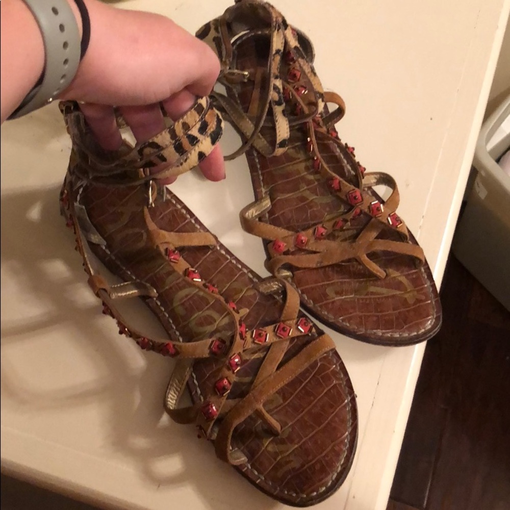 Leopard and beaded Sam Edelman sandals